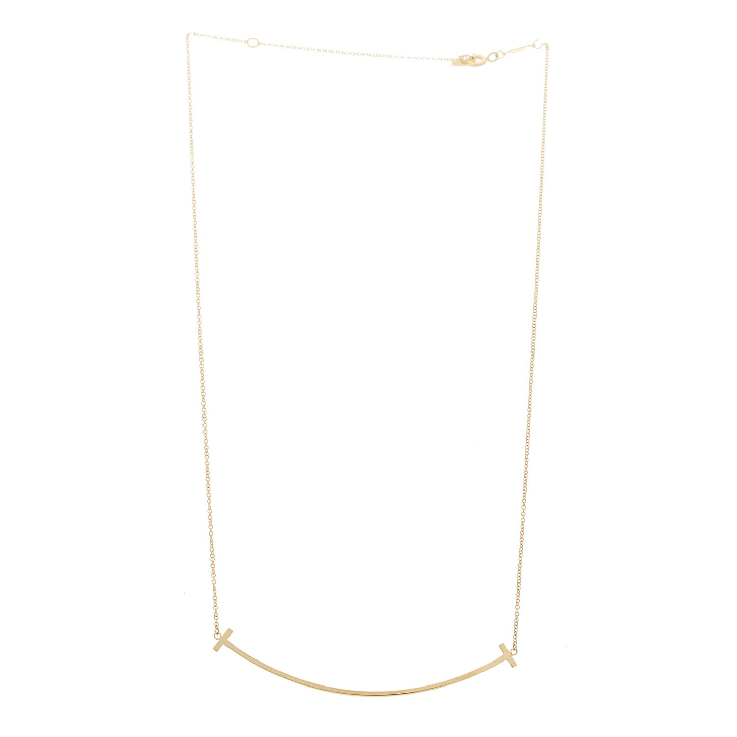 18K Yellow Gold Large T Smile Pendant Necklace