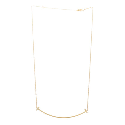 Tiffany 18K Yellow Gold Large T Smile Pendant Necklace 3 of 6