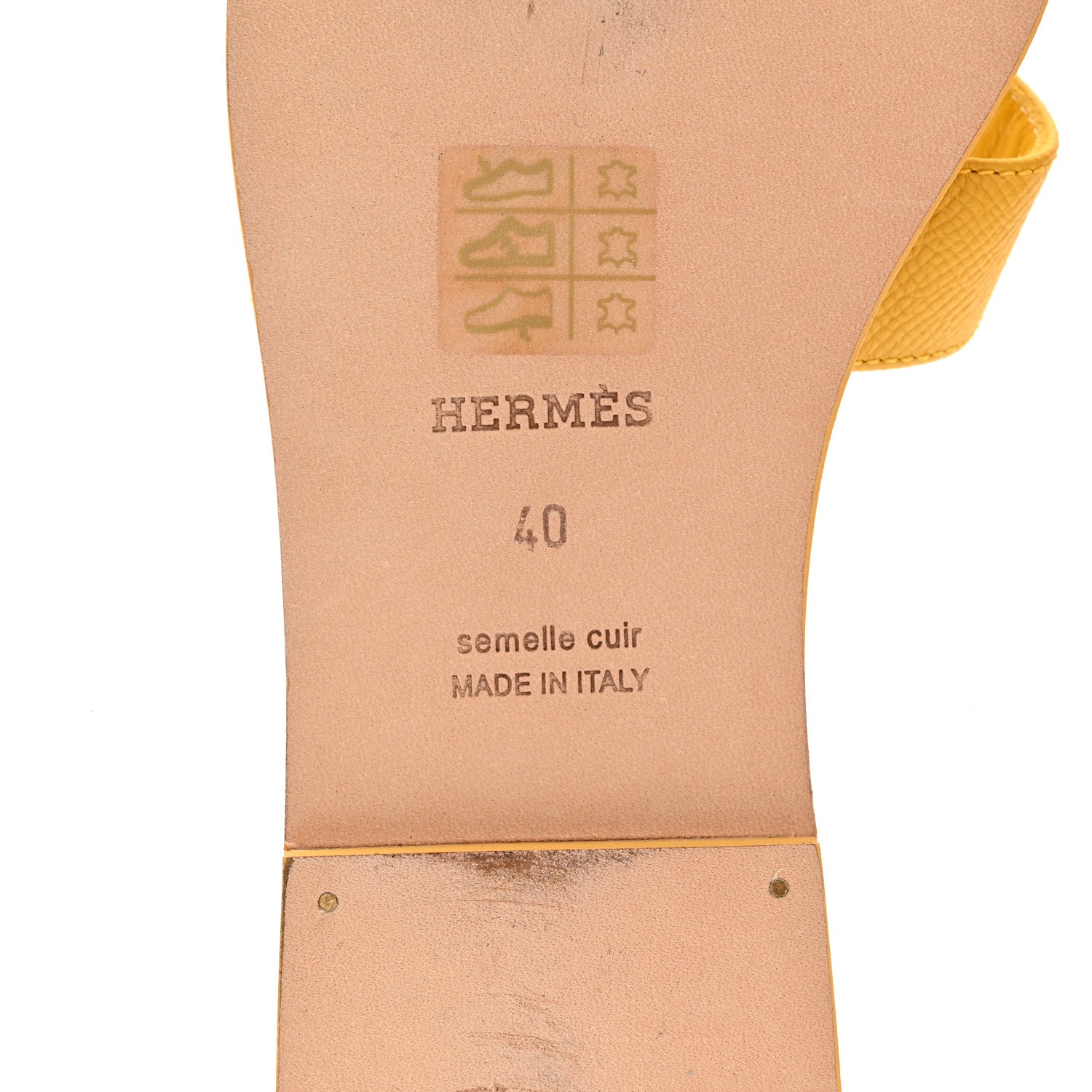 Hermes Epsom Oran Sandals 40 Jaune Sable 8 of 11