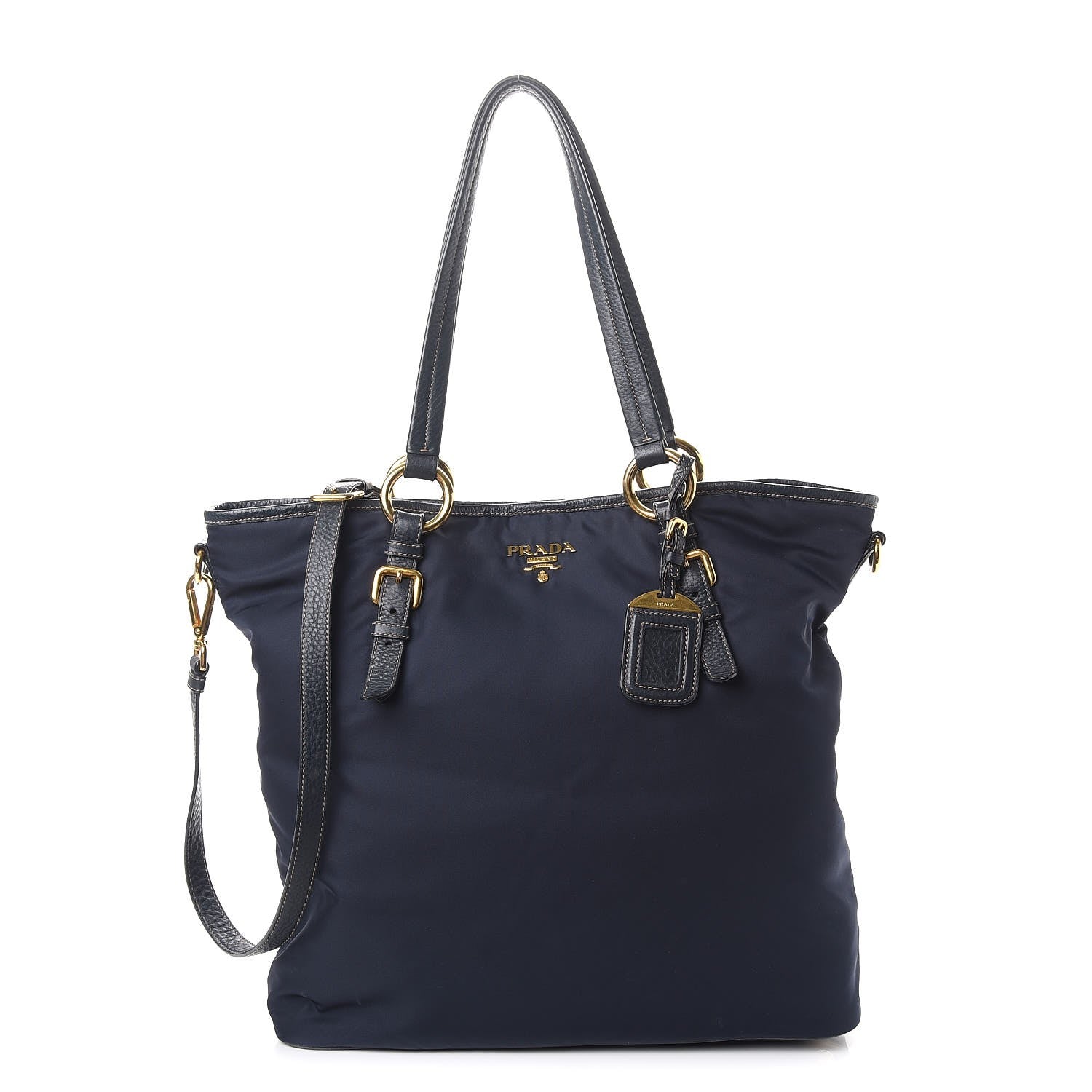 Prada Tessuto Nylon Vitello Daino Tote Blue 1 of 15