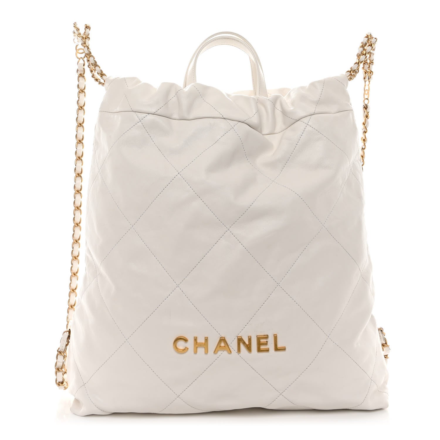 Chanel Shiny Calfskin Quilted Chanel 22 Backpack White 1 of 10