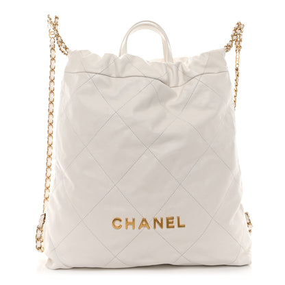 Chanel Shiny Calfskin Quilted Chanel 22 Backpack White 1 of 10