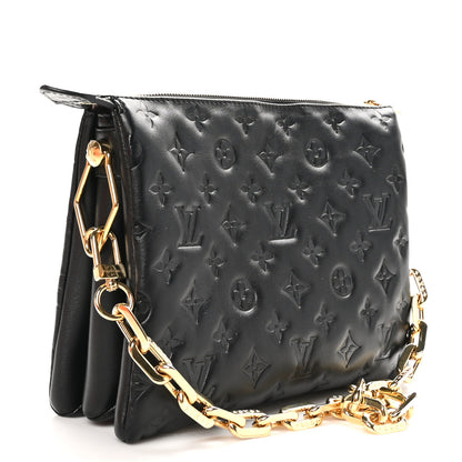 Louis Vuitton Lambskin Embossed Monogram Coussin PM Black 3 of 9