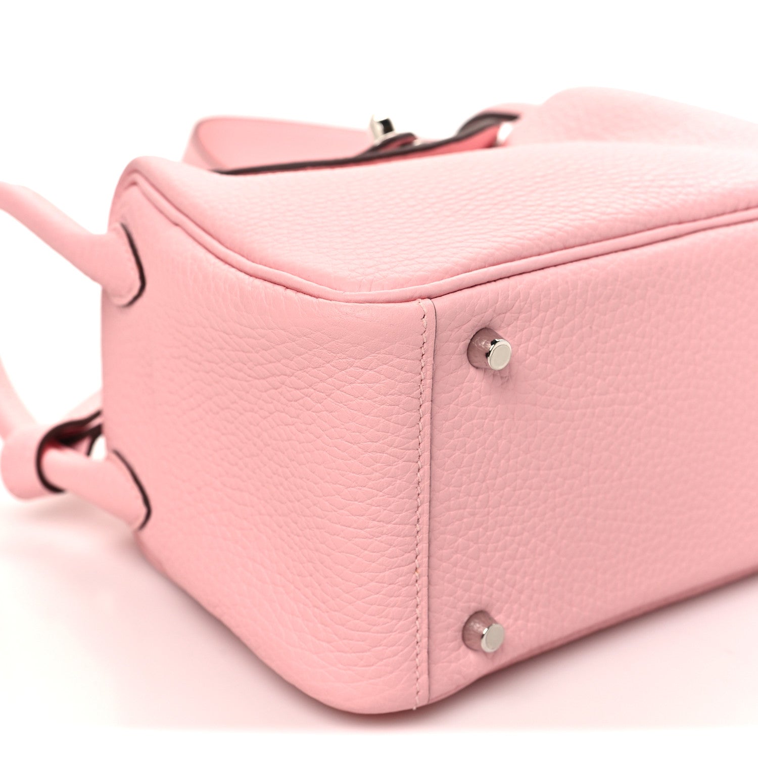 Hermes Taurillon Clemence Verso Mini Lindy 20 Rose Sakura Gris Perle 9 of 11