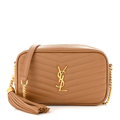 Saint Laurent Grain De Poudre Matelasse Monogram Mini Lou Camera Bag Dark Natural 1 of 10