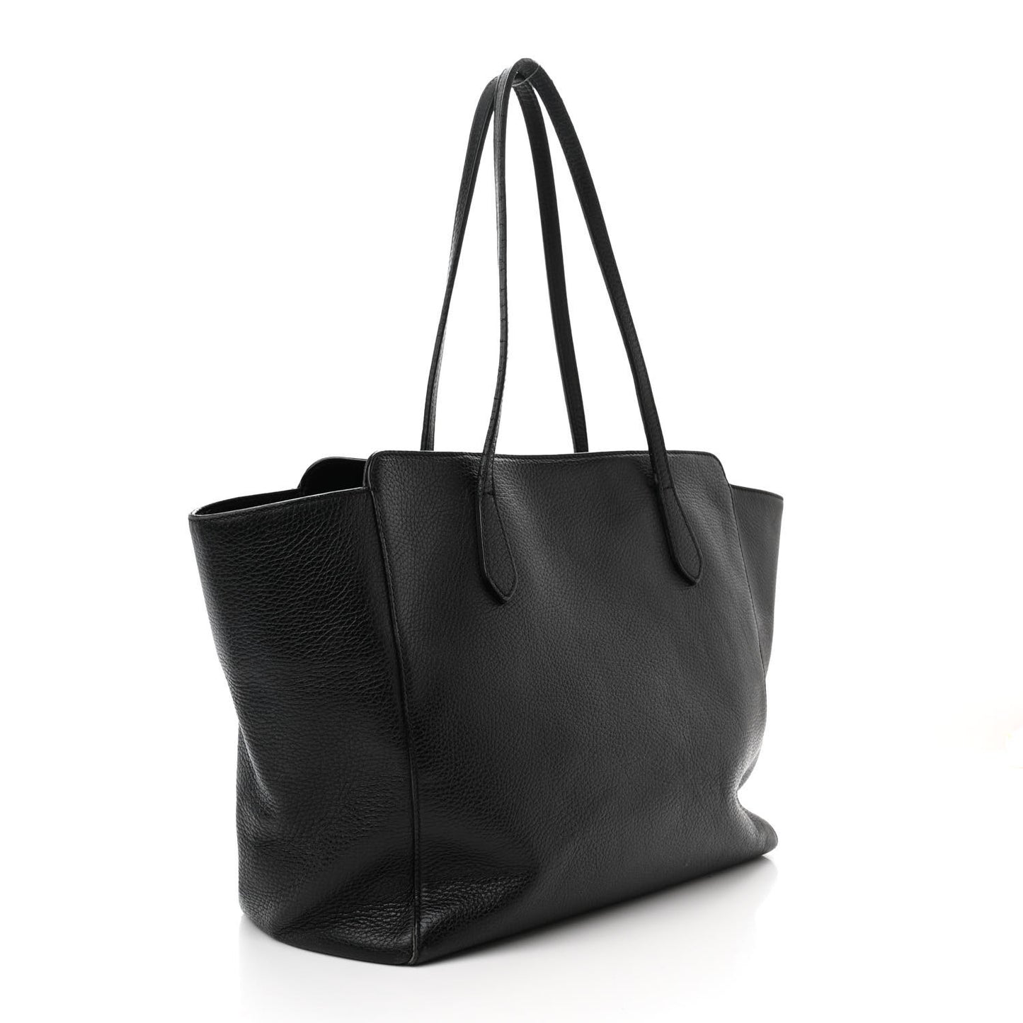 Pebbled Calfskin Medium Swing Tote Black