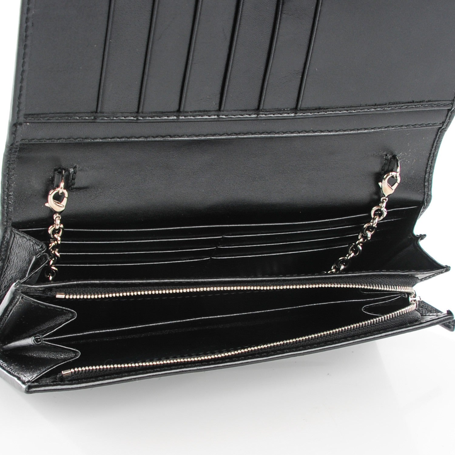 Gucci Imprime Monogram GG Pierce Chain Clutch Wallet Black 8 of 10