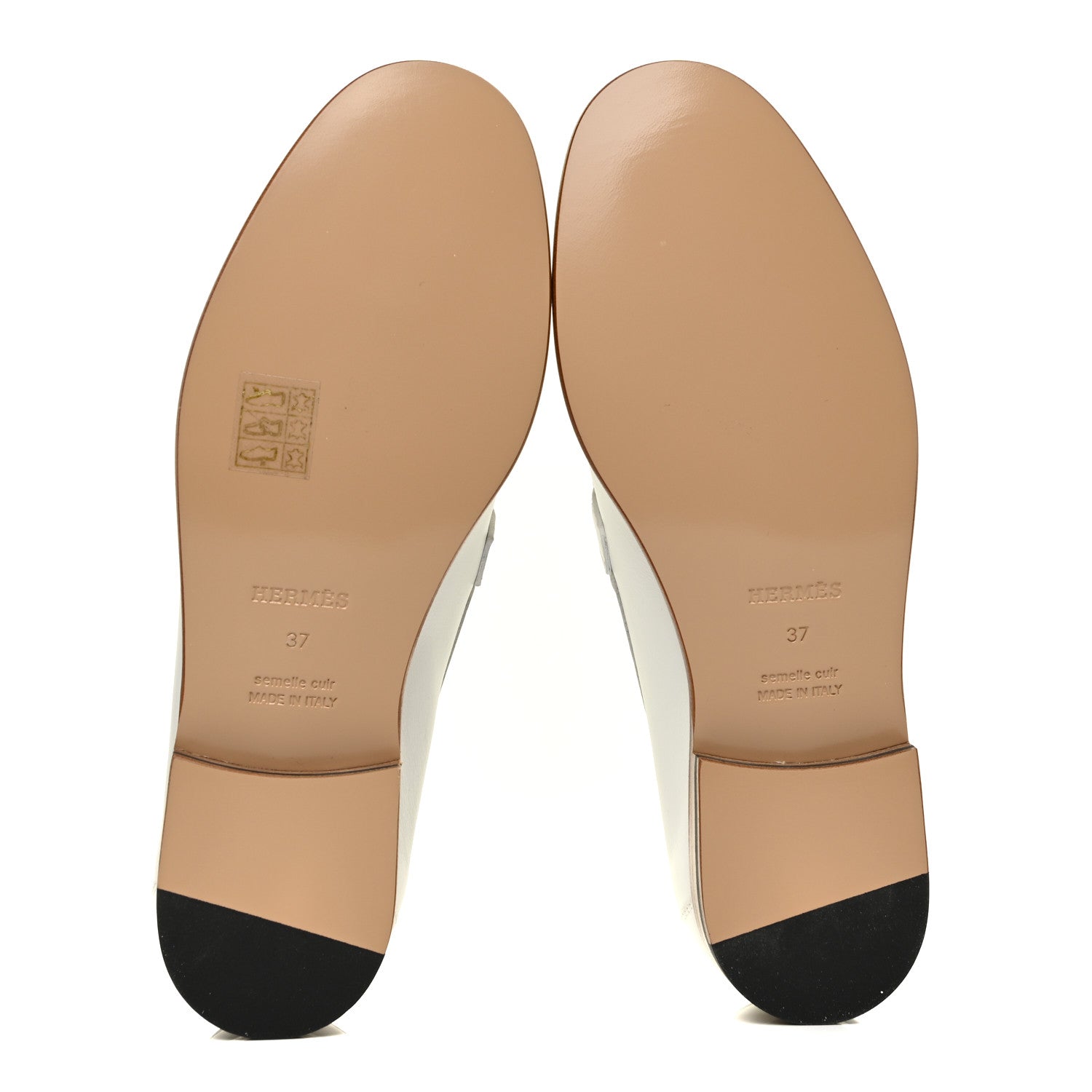 Hermes Calfskin Womens Destin Loafer 37 White 6 of 9