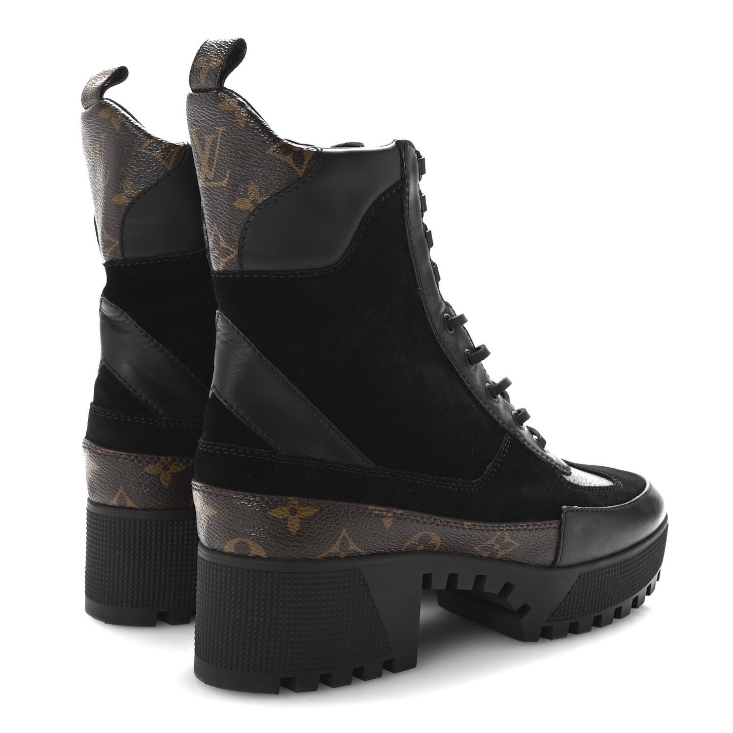 Suede Calfskin Monogram Laureate Platform Desert Boots 40 Black