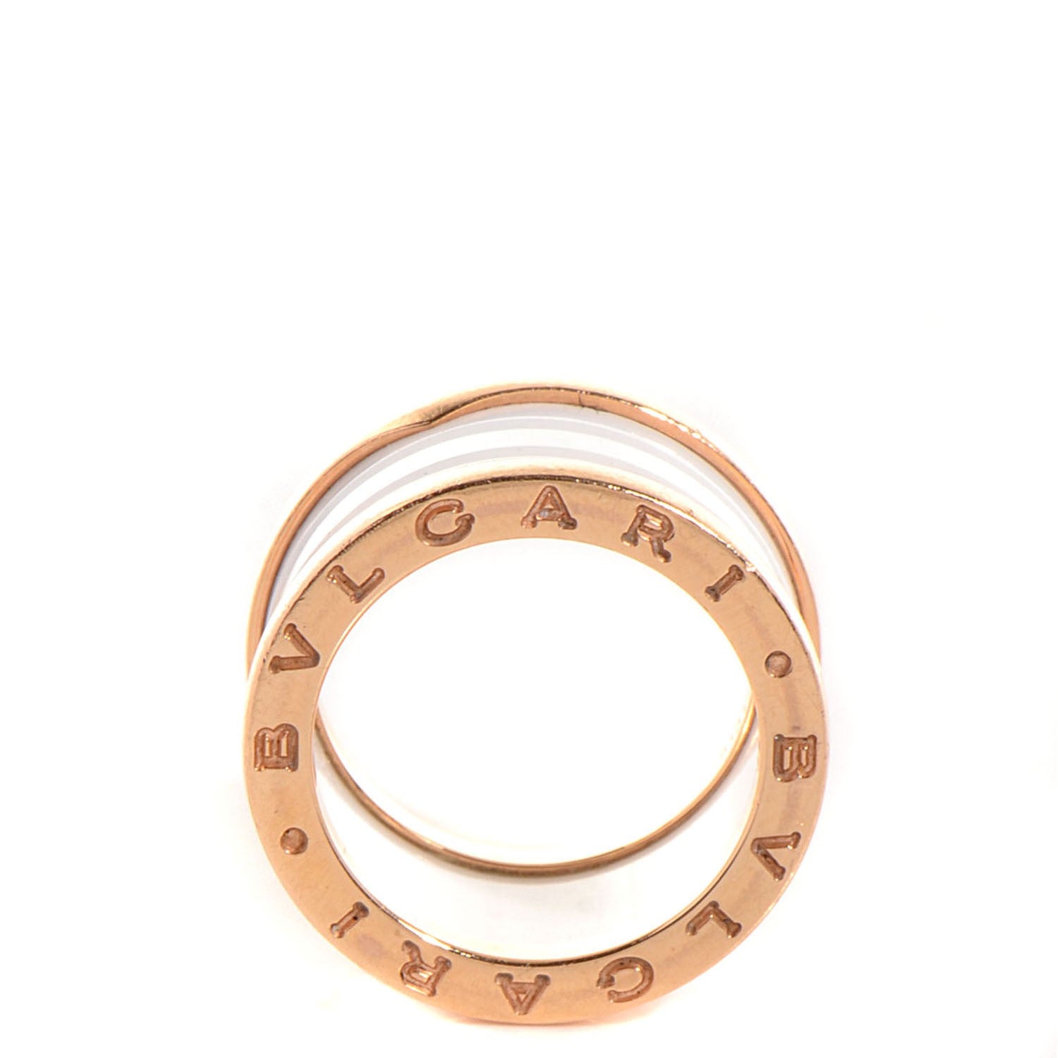 Bulgari 18K Rose Gold White Ceramic B.Zero1 Four-Band Ring 50 5.5 1 of 6