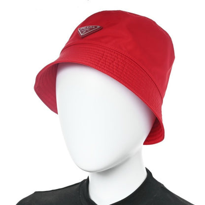 Prada Re-Nylon Metal Triangle Logo Womens Bucket Hat S Rosso 2 of 8