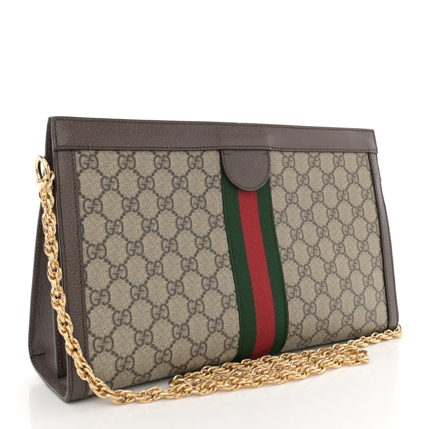 GG Supreme Monogram Web Medium Ophidia Chain Shoulder Bag Brown