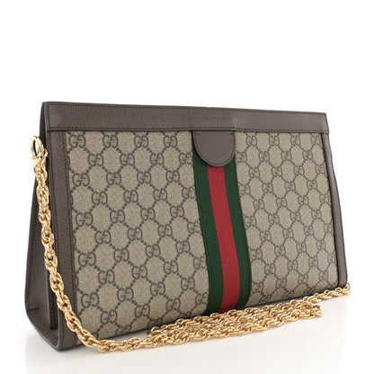 Gucci GG Supreme Monogram Web Medium Ophidia Chain Shoulder Bag Brown 3 of 13