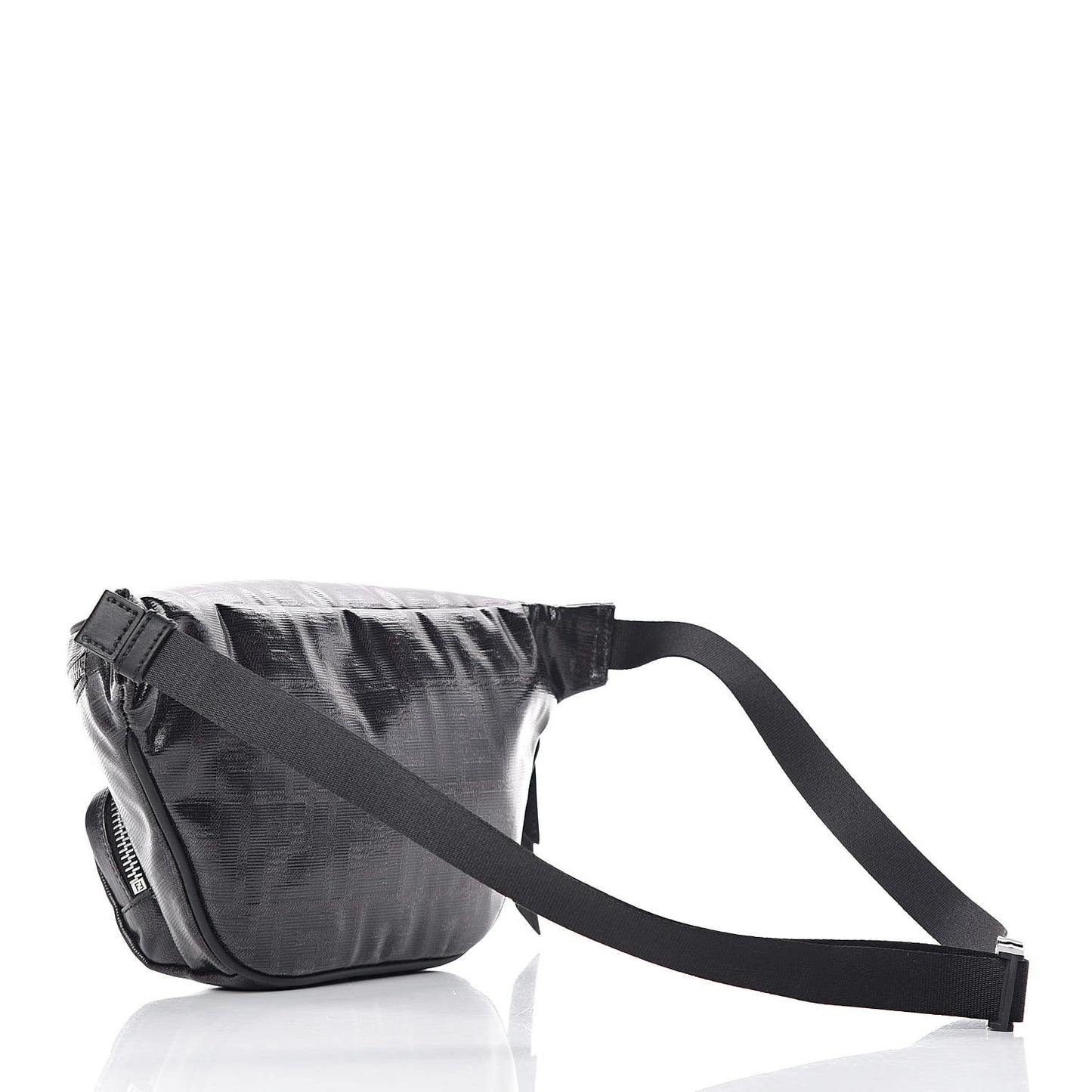 Glazed Fabric Vitello Century FF 1974 Stamp Patch Pocket Belt Bag Black