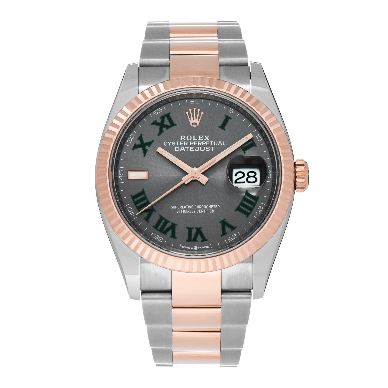 Rolex Stainless Steel 18K Everose Gold 36mm Oyster Perpetual Wimbledon Datejust Watch Slate 126231 1 of 5