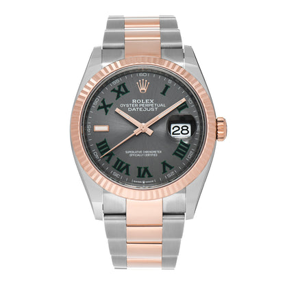 Rolex Stainless Steel 18K Everose Gold 36mm Oyster Perpetual Wimbledon Datejust Watch Slate 126231 1 of 5