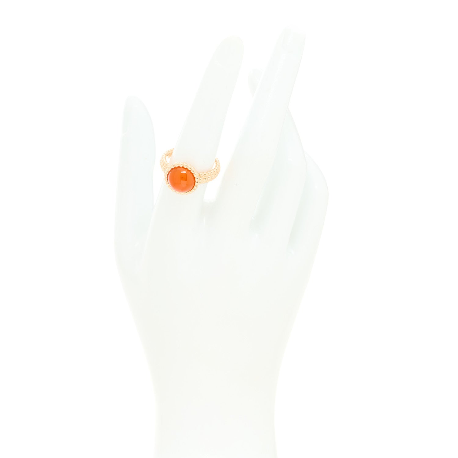 Van Cleef & Arpels 18K Rose Gold Carnelian Perlee Couleurs Ring 55 7.25 2 of 7