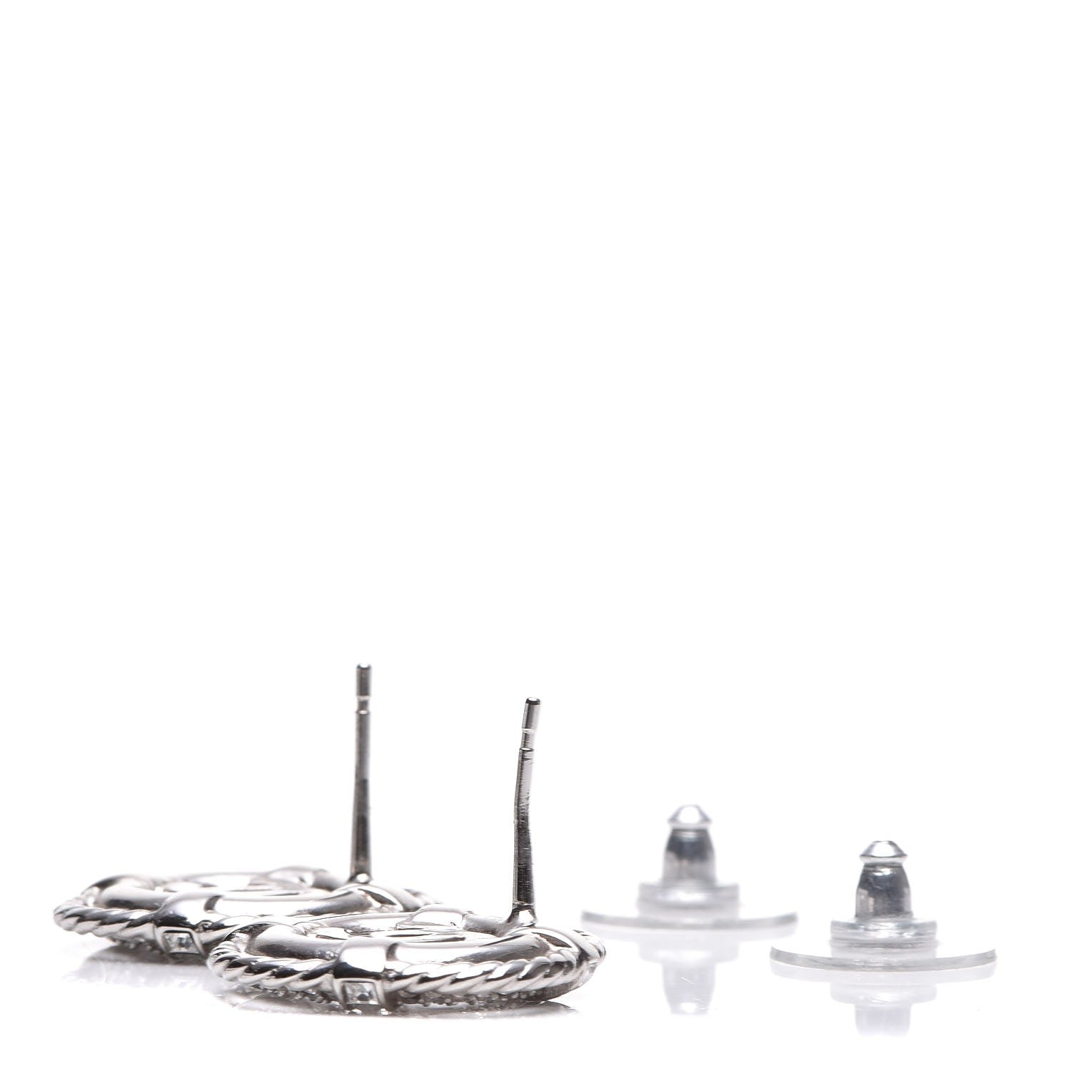 Chanel Crystal CC Lifesaver Earrings Silver 3 of 5