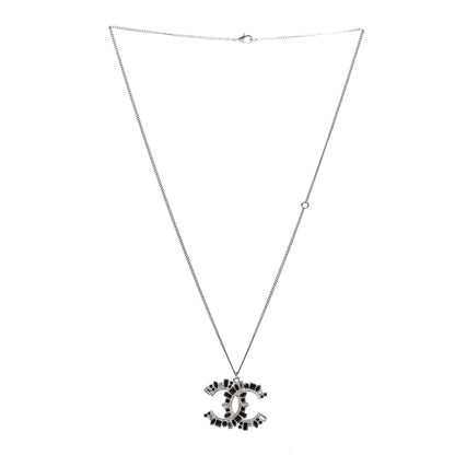 Chanel Baguette Crystal CC Necklace Silver Black 2 of 7