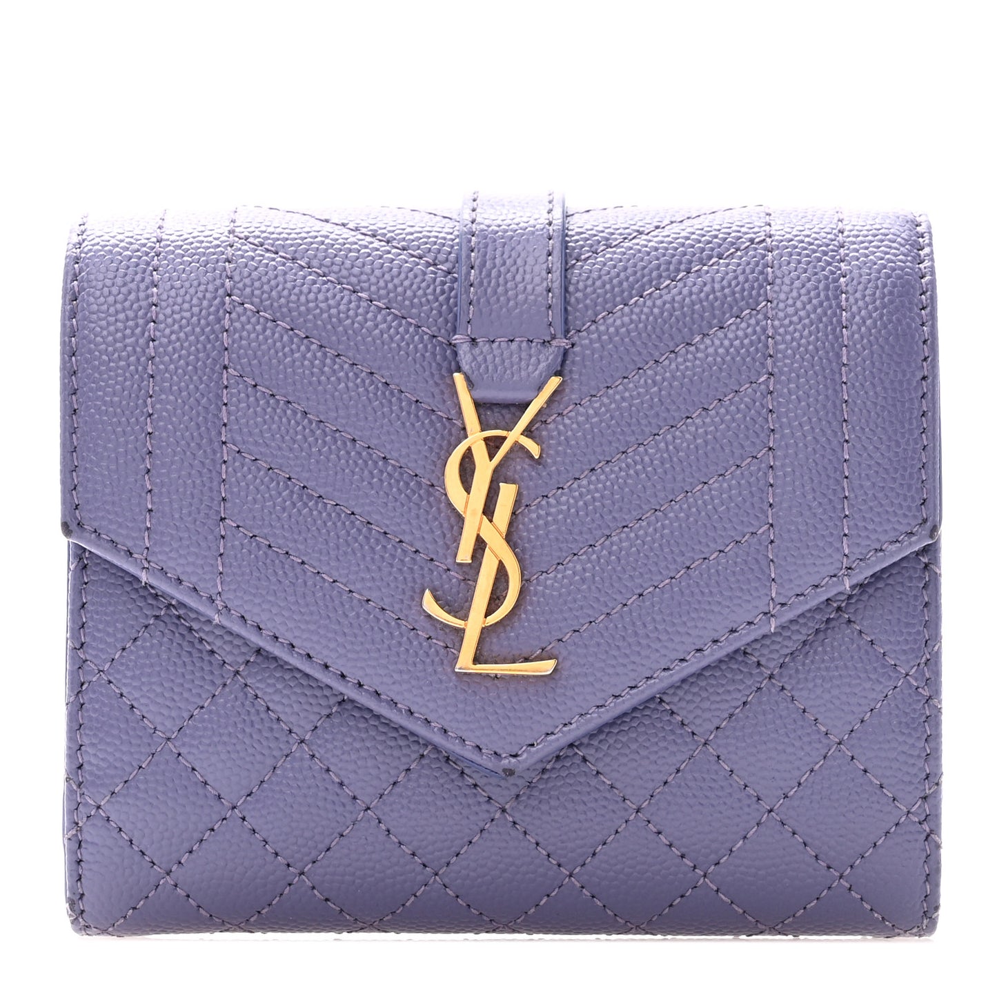 Grain De Poudre Mixed Matelasse Triquilt Monogram Compact Tri Fold Wallet Dark Wisteria
