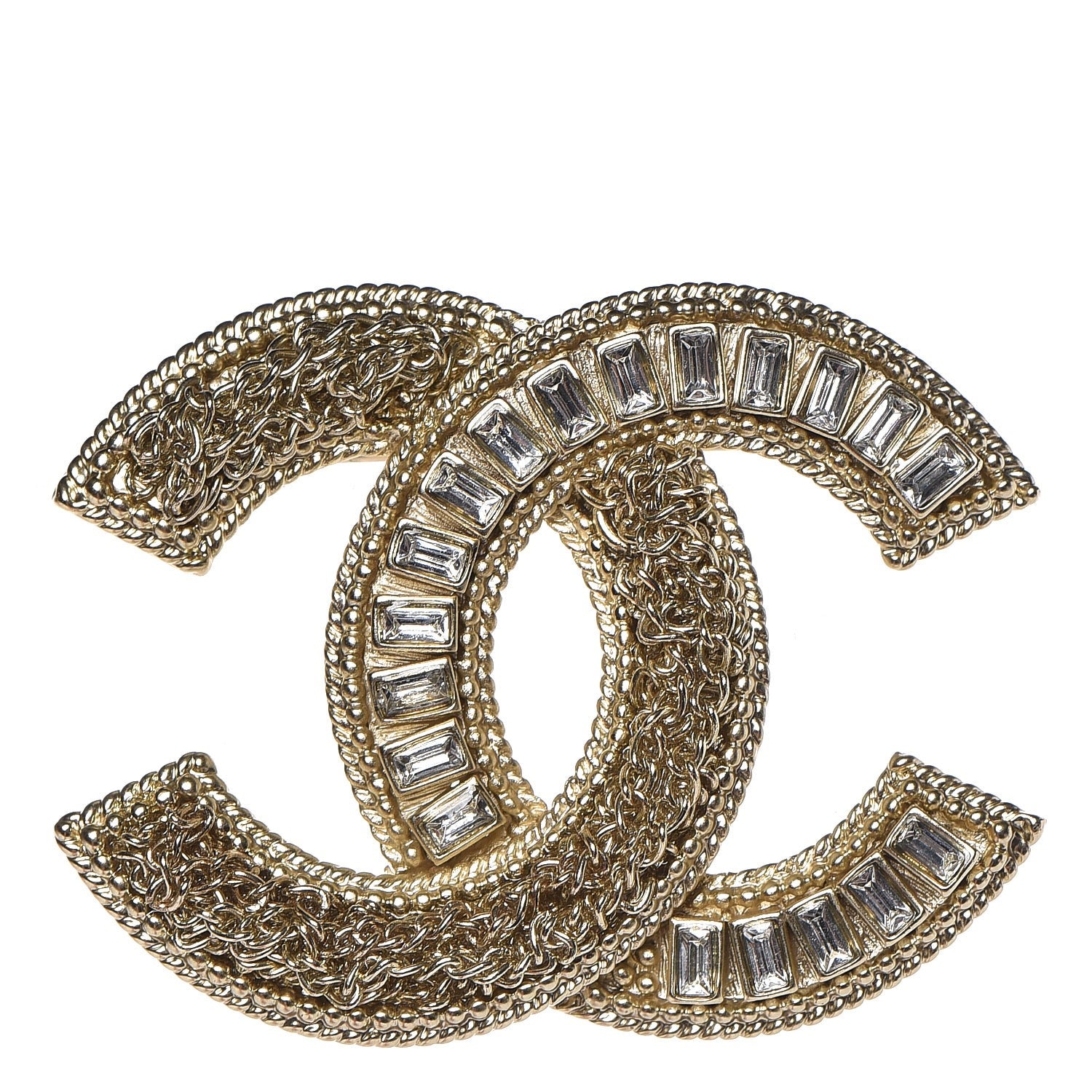 Chanel Baguette Crystal CC Brooch Gold 1 of 4