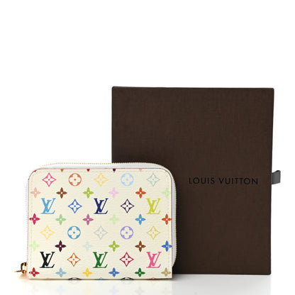 Louis Vuitton Monogram Multicolor Zippy Coin Purse Wallet White Litchi 7 of 7