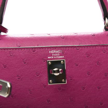 Hermes Ostrich Kelly Sellier 25 Rose Pourpre 8 of 12