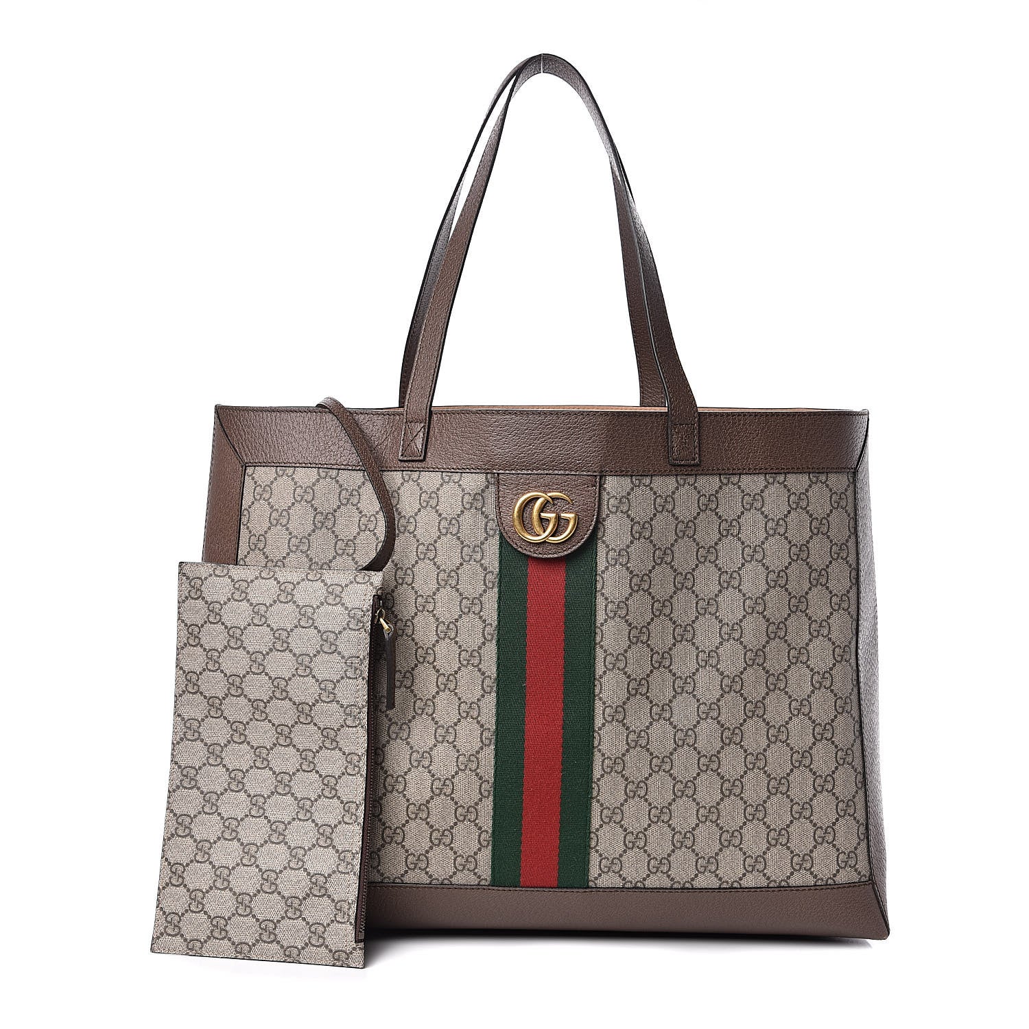 Gucci GG Supreme Monogram Web Ophidia Tote Brown 1 of 11