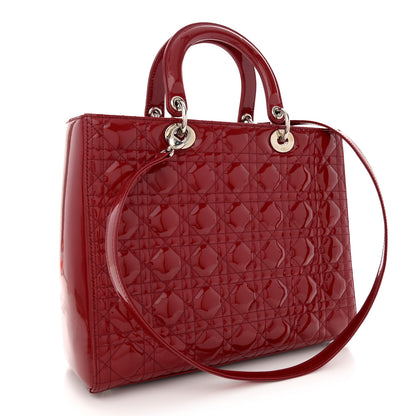 Christian Dior Patent Cannage Large Lady Dior Red 3 of 14