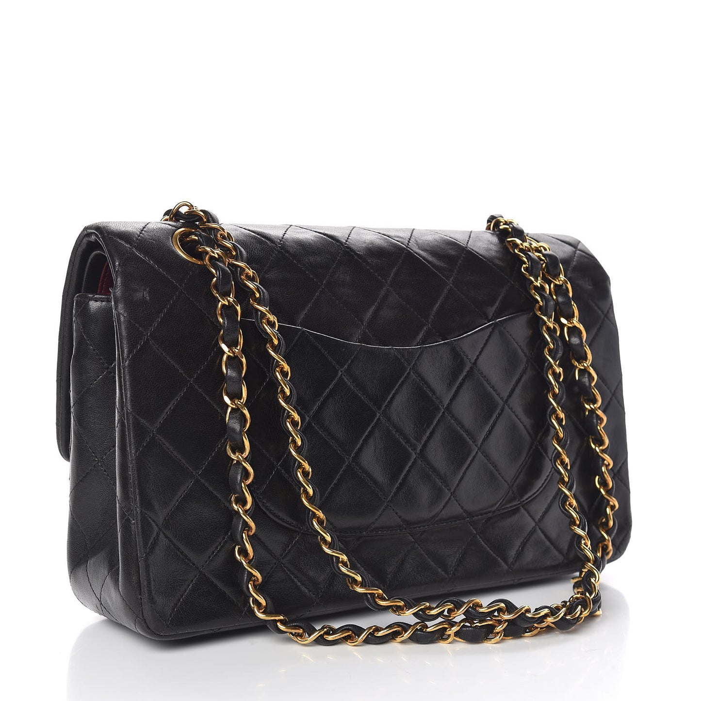Lambskin Quilted Medium Double Flap Black