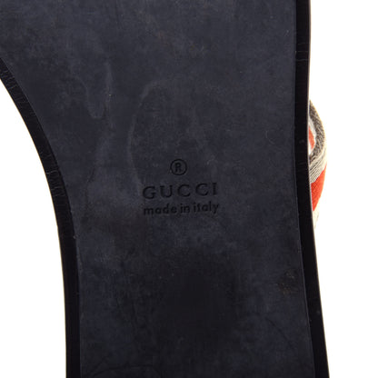 Gucci Nylon Calfskin Web Womens Thong Sandals 36.5 Papaya Cocoa 9 of 10
