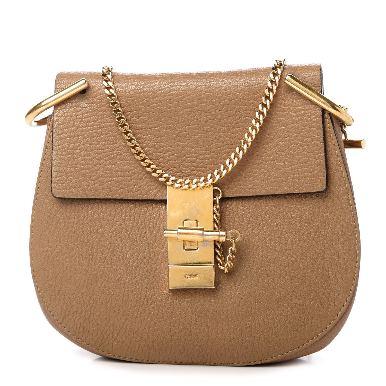 Chloe Grained Lambskin Mini Drew Shoulder Bag Nut 1 of 9