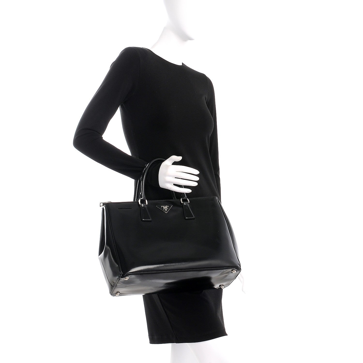 Prada Spazzolato Large Galleria Double Zip Tote Nero Black 2 of 11