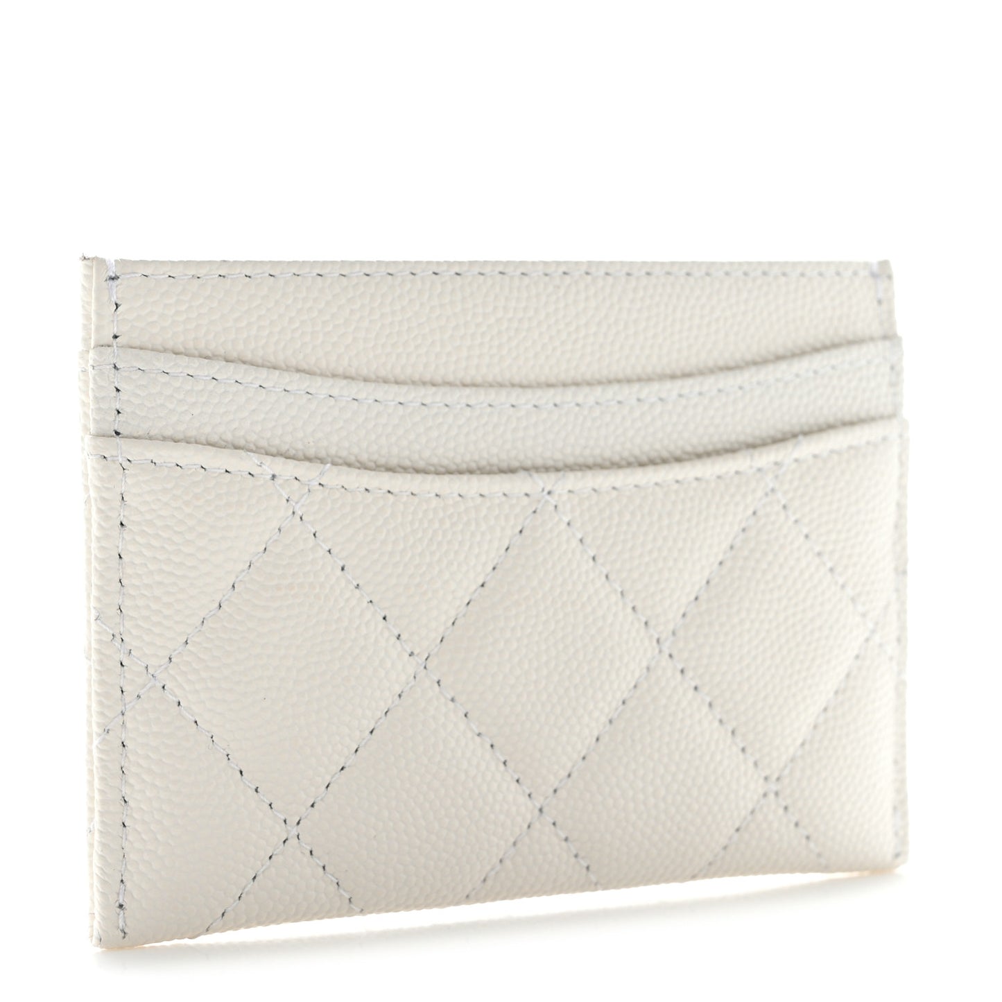 Caviar Quilted Card Holder White