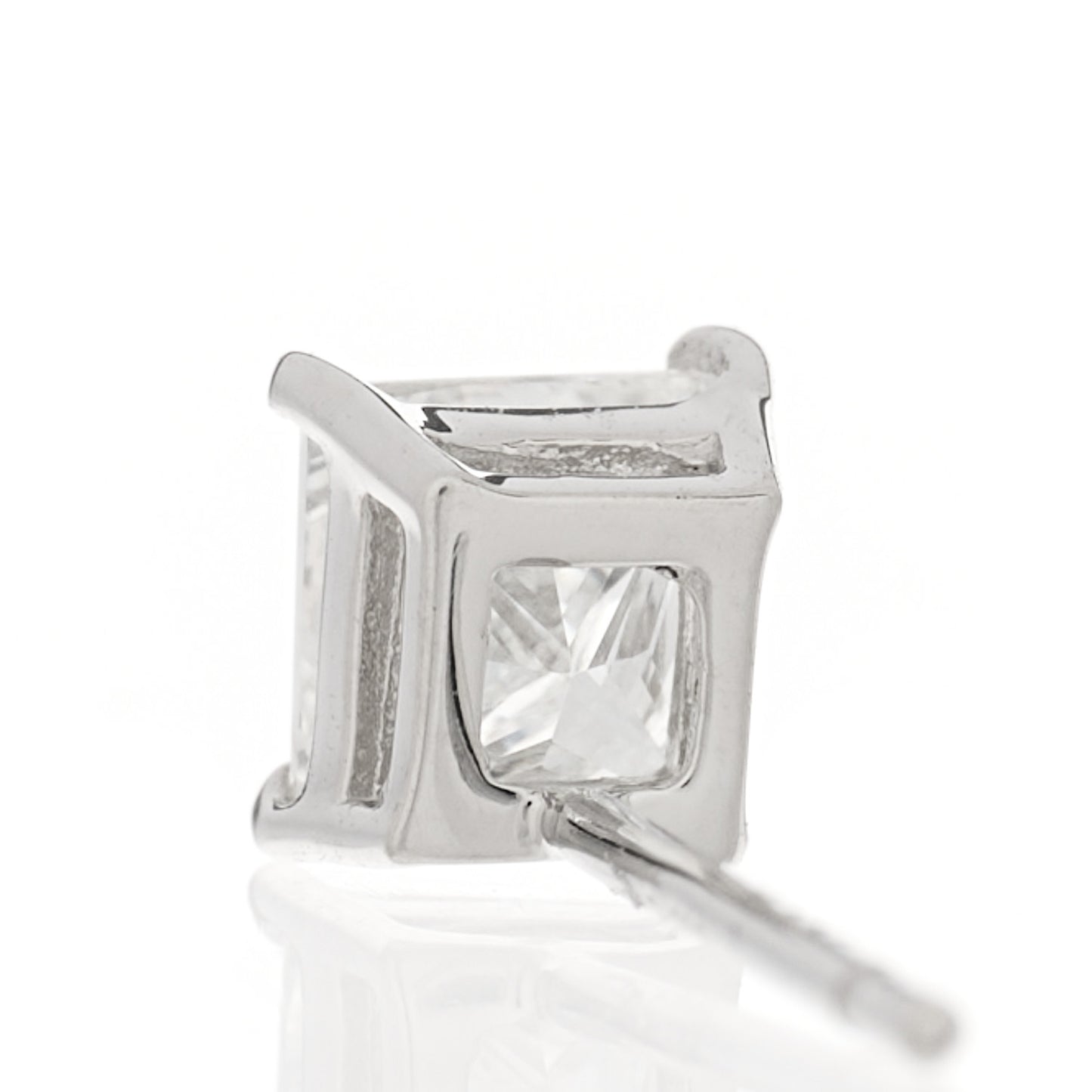 Platinum Diamond .61ct Square Cut Solitaire Earrings