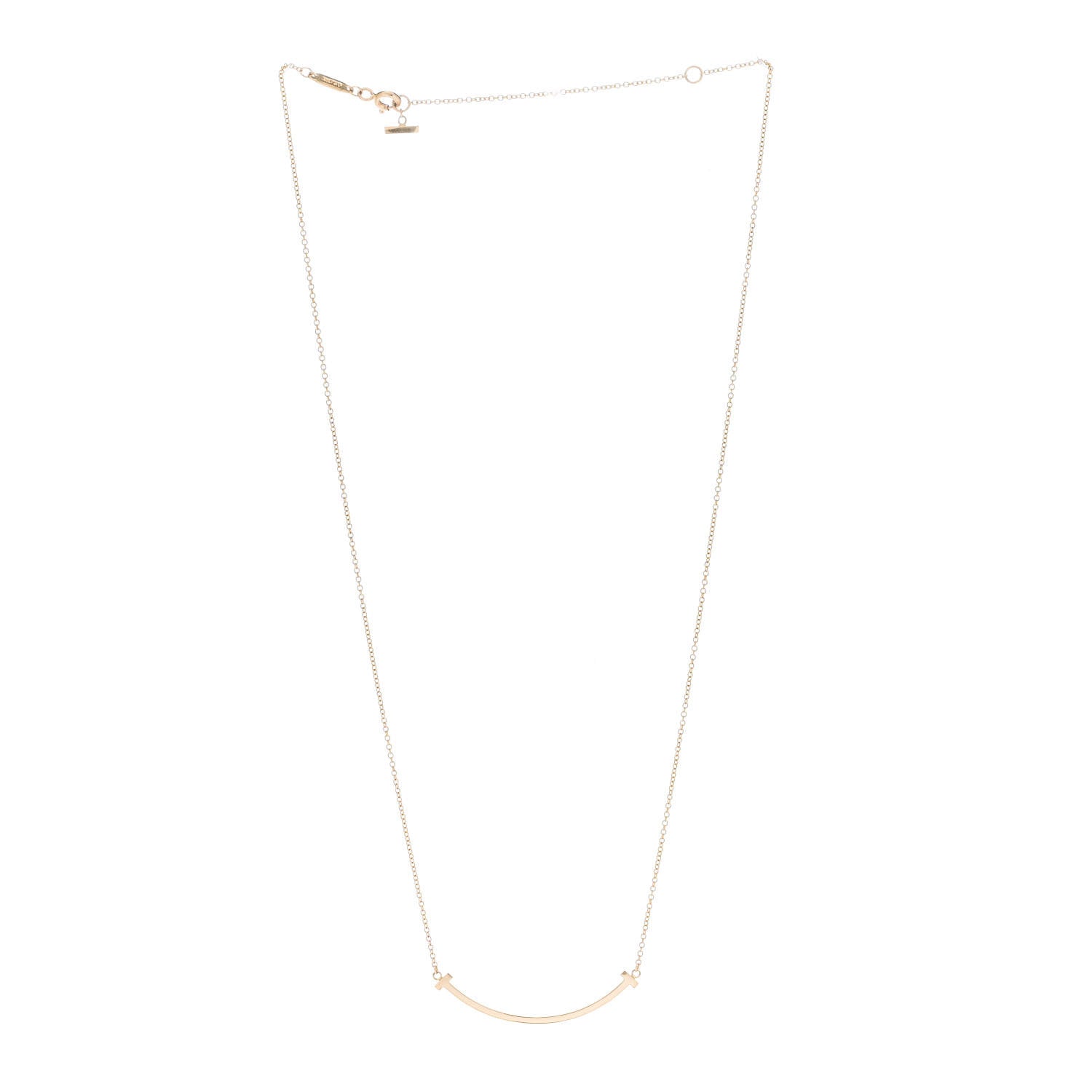 Tiffany 18K Yellow Gold Small T Smile Pendant Necklace 3 of 5