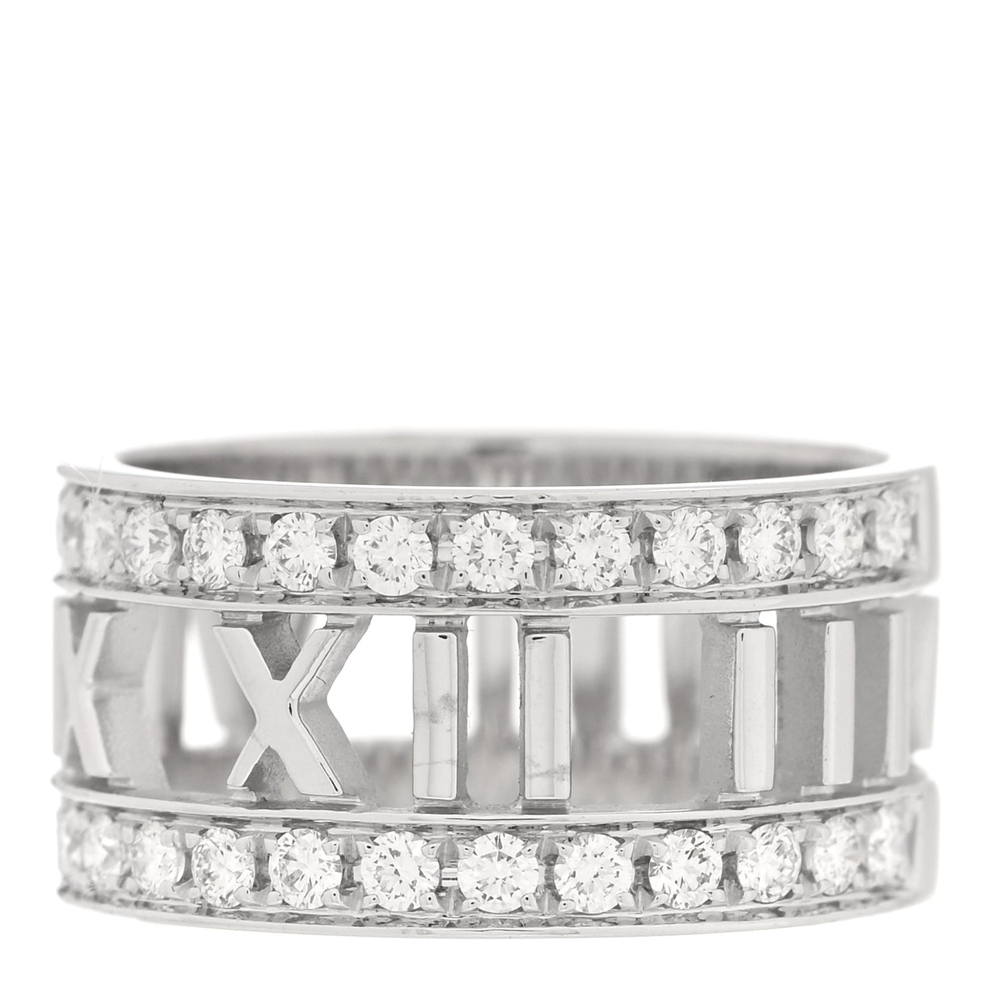 18K White Gold Diamond Wide Atlas Open Ring 49 5