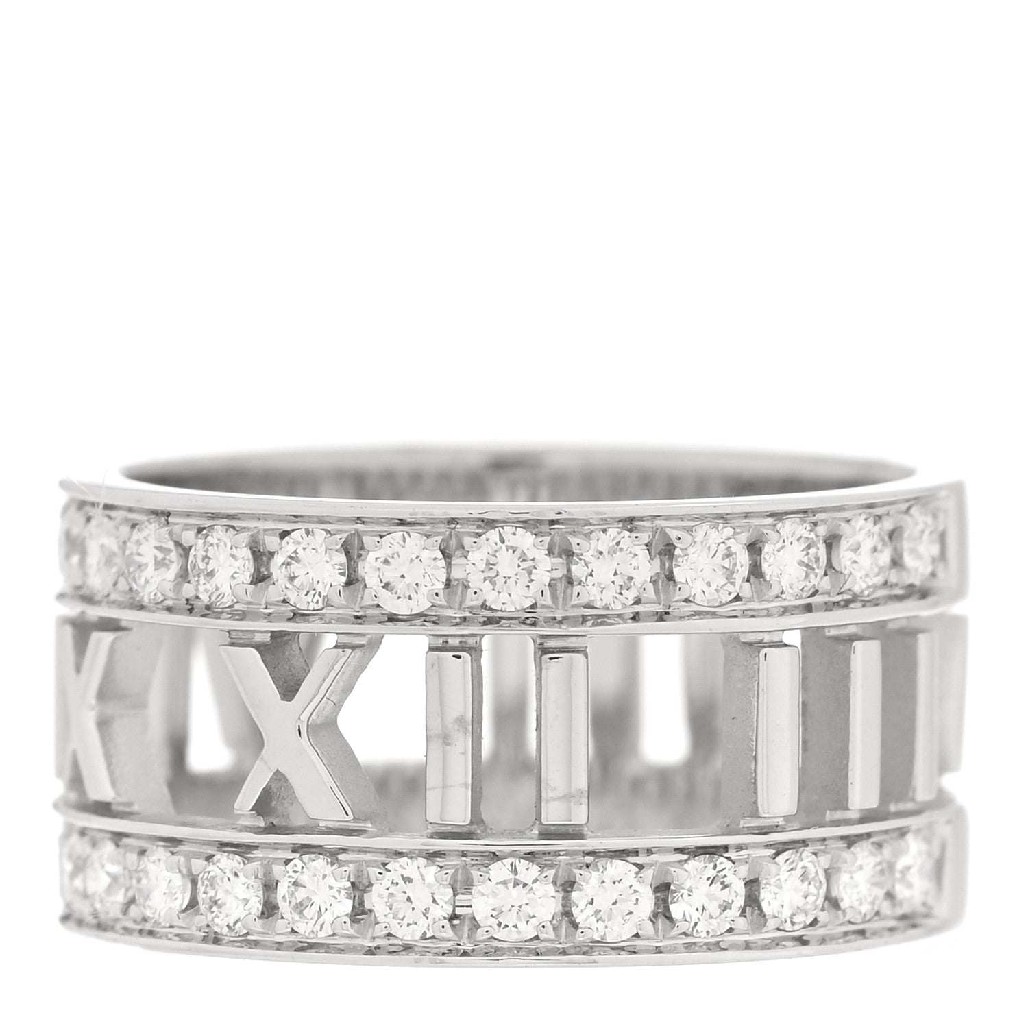 Tiffany 18K White Gold Diamond Wide Atlas Open Ring 49 5 1 of 5