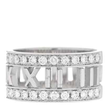 Tiffany 18K White Gold Diamond Wide Atlas Open Ring 49 5 1 of 5