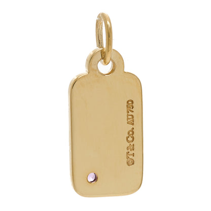 Tiffany 18K Yellow Gold Pink Sapphire Tag Pendant 3 of 3