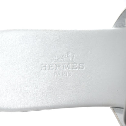 Hermes Calfskin Womens Galerie Sandals 37.5 White 9 of 13