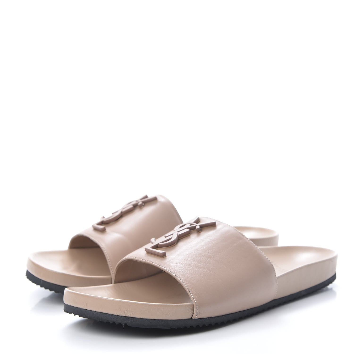 Saint Laurent Lambskin Joan Slide Sandals 40 Nude 3 of 9