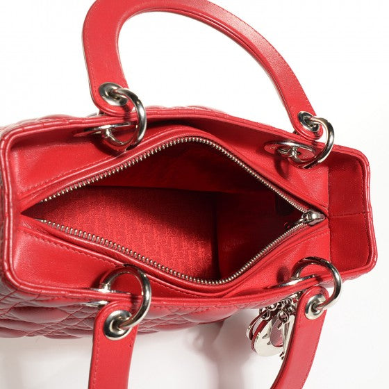 Christian Dior Lambskin Cannage Medium Lady Dior Red 5 of 14