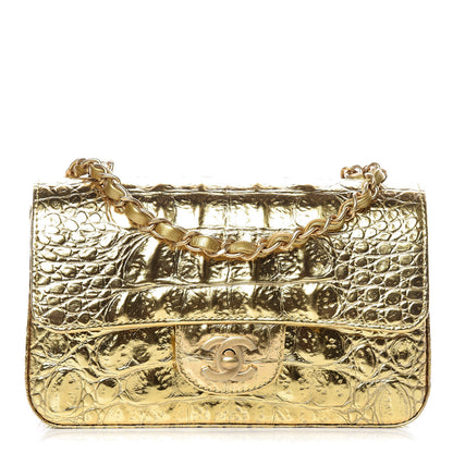 Chanel Metallic Calfskin Crocodile Embossed Cocodile Rectangular Mini Flap Gold 1 of 10