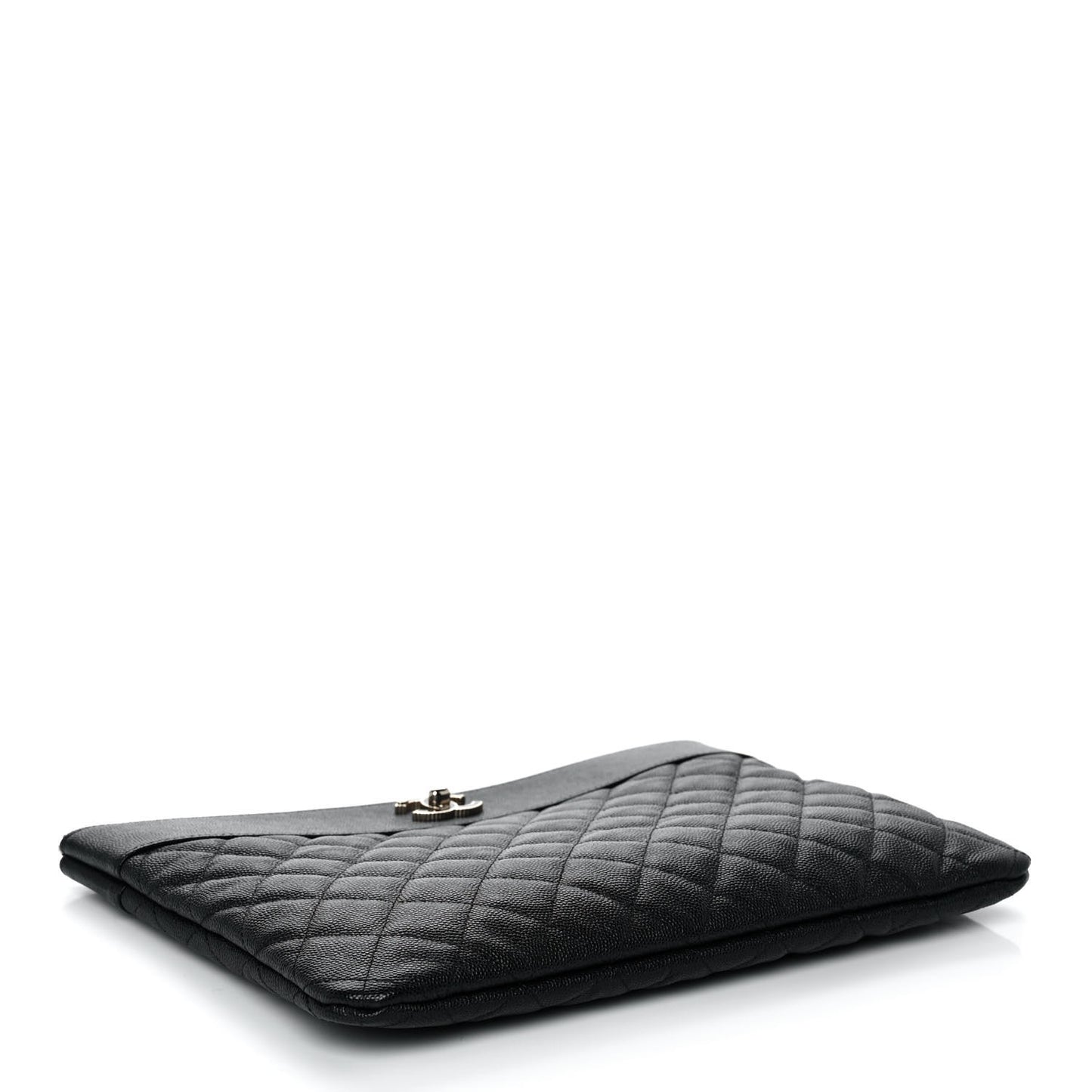 Caviar Quilted Mademoiselle Vintage Large Zip Pouch Black