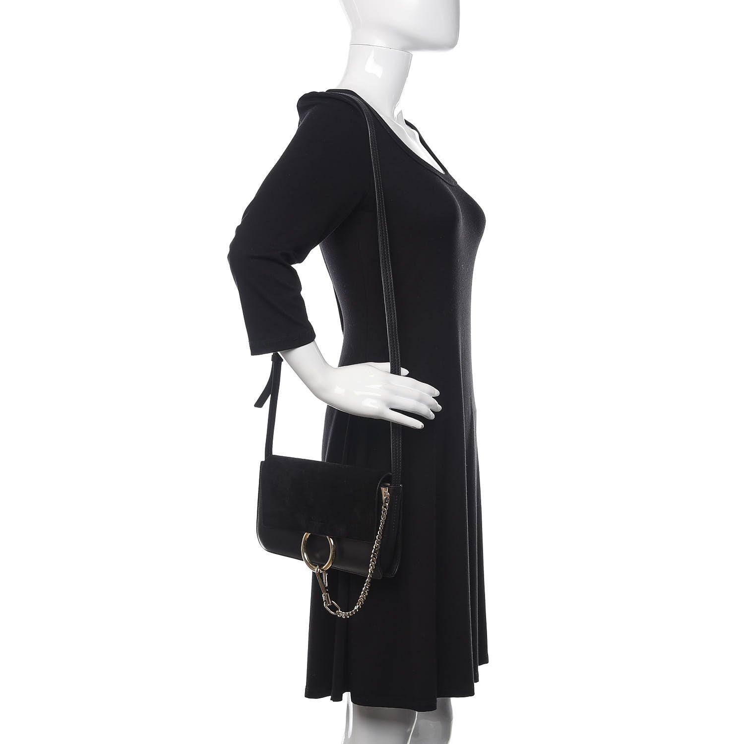 Chloe Suede Calfskin Small Faye Shoulder Bag Black 2 of 9