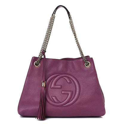 Gucci Pebbled Calfskin Medium Soho Chain Shoulder Bag Peonia Flower 1 of 15