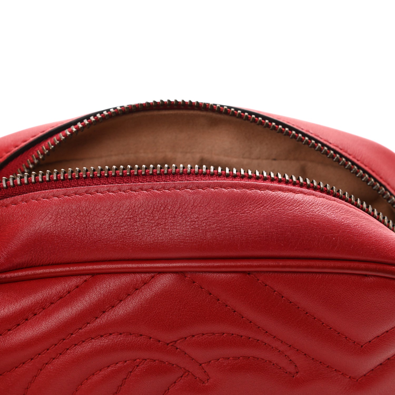Gucci Calfskin Matelasse Mini GG Marmont Chain Shoulder Bag Hibiscus Red 13 of 13