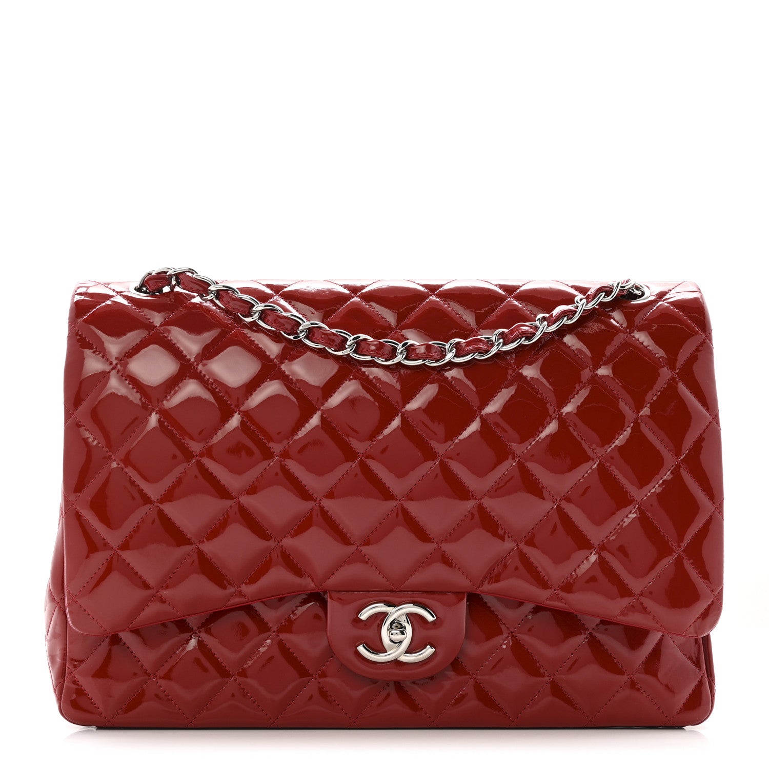 Chanel Patent Quilted Maxi Double Flap Red 1 of 13