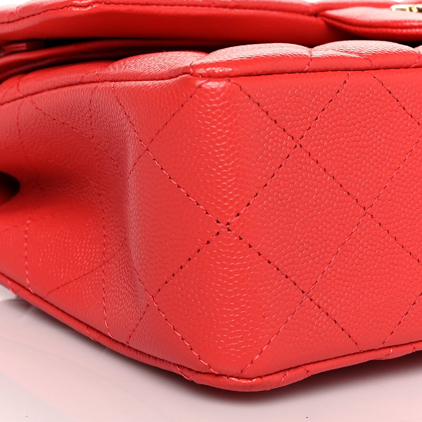 Caviar Quilted Small Double Flap Coral